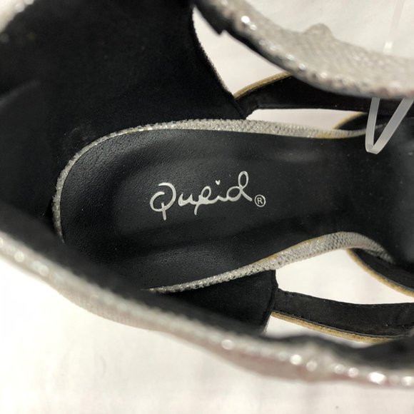 NWOT QUPID Strap Stiletto Silver Sparkle Zip 6.5 - Picture 7 of 8